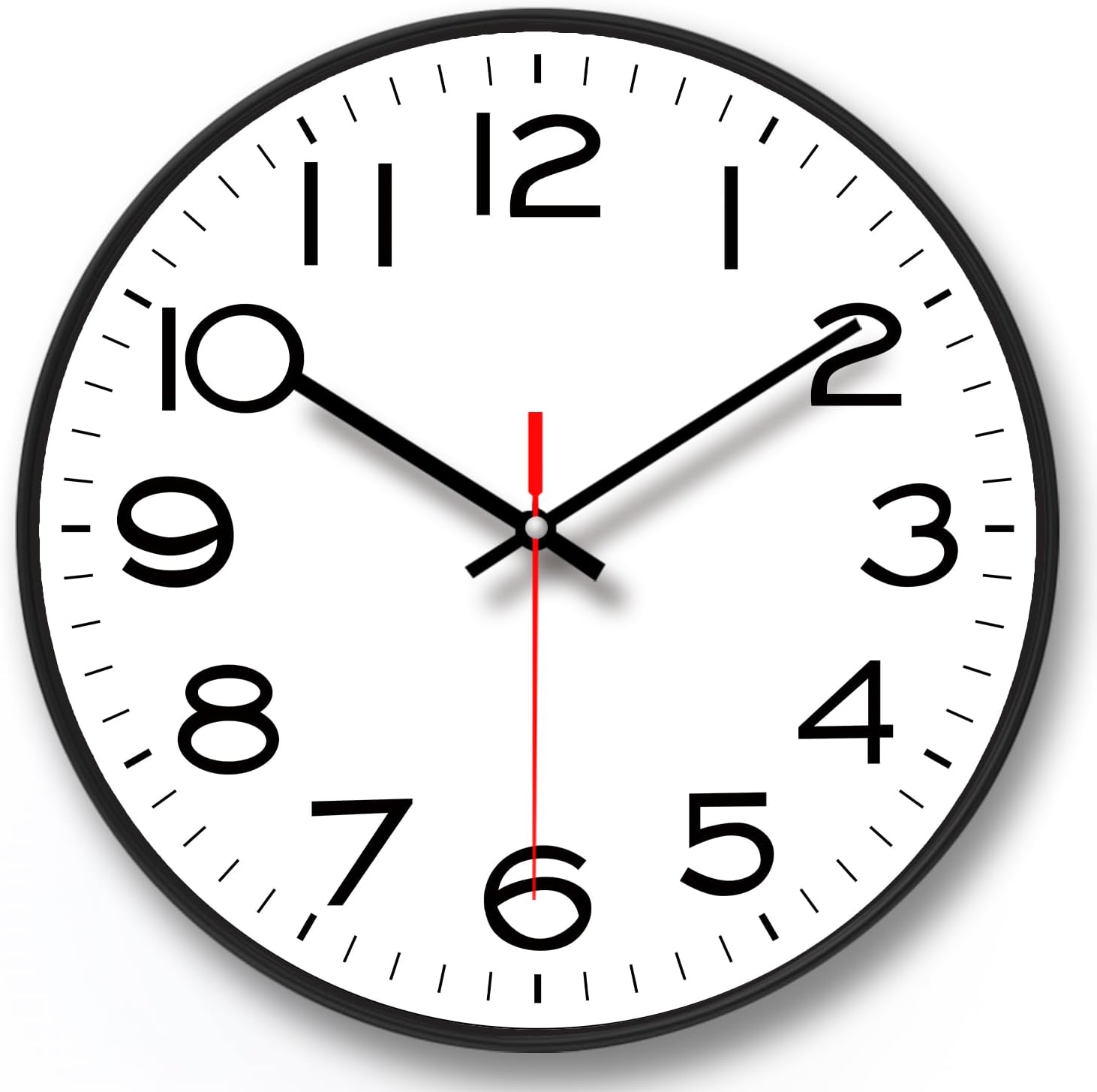 NUOVO 8 Inch Wall Clock Black Frame with Glass Cover Silent Ticking Movement Quartz Wall Clock Modern Quartz Design Decorative Interior Kitchen