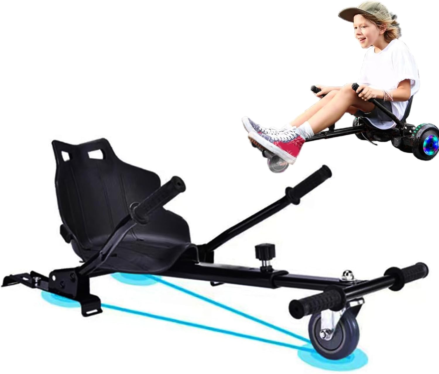 Hoverboard Kart Seat - Hoverboard Seat Attachment Accessory, Hoverboard with Rear Shock Absorption, Selfs Balancing Scooter Seat Attachment, Adjustable Hovering Kart Bracket