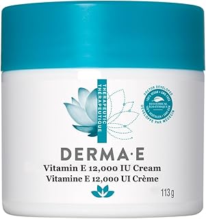 Derma E Vitamin E 12,000 IU Cream – Moisturizer for Face and Body – Multi-purpose Face Cream, Hand Cream and Body Lotion Soothes and Protects, 4 oz