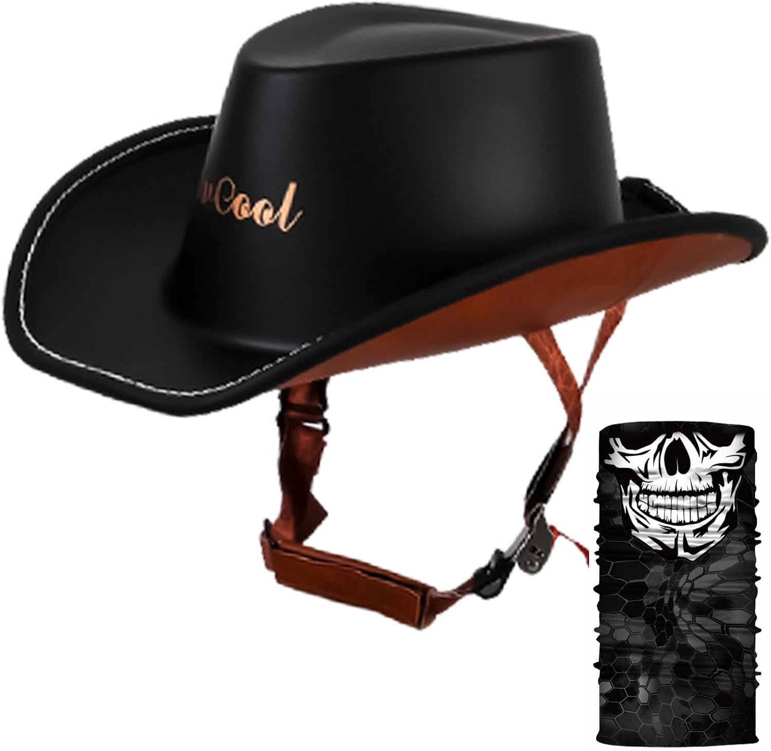 Retro DOT Approved Open Face Half Helmet - Western Cowboy Style With Quick Release Buckle and Lining for Adults Men Women - Jazz Caps