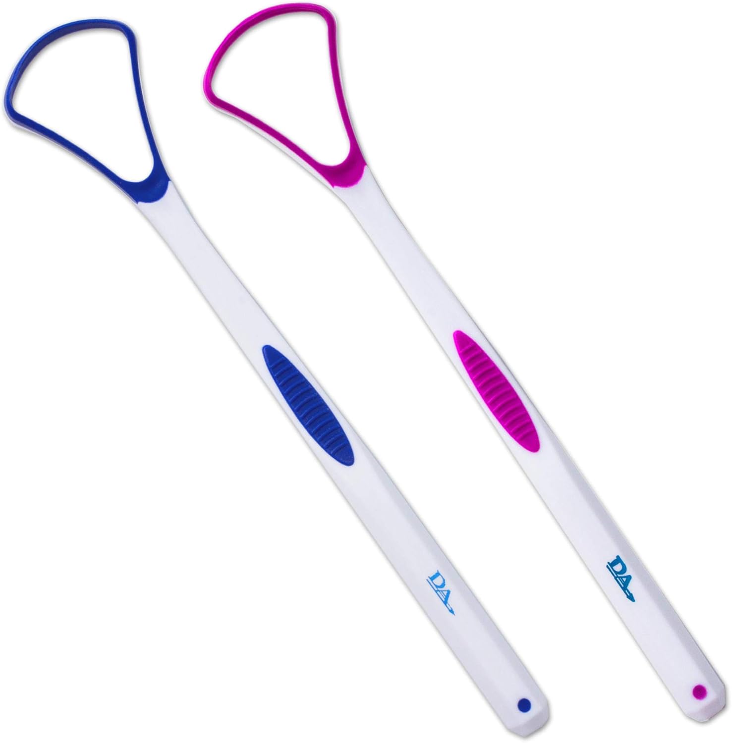 Tongue Scraper Cleaner ~ Soft & Gentle Silicone Head (Set of 2) (Pink & Blue)