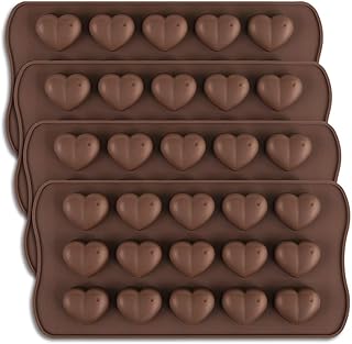 homEdge 15-Cavity Dimpled Heart Shape Chocolate Mold, Silicone Dimpled Valentine Heart Chocolate Gummy and Candy Mold