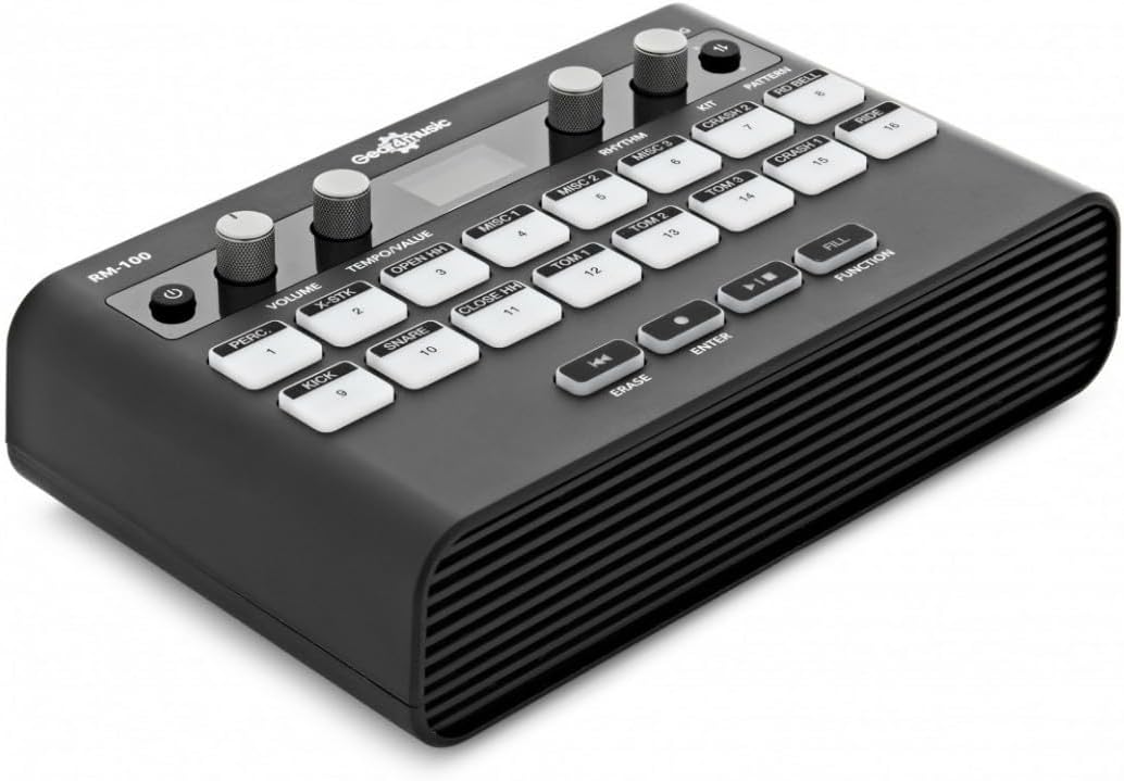 Gear4music Rhythm & Drum Machine RM-100 w/185 Drum Samples 48 Kits 5 Reverb Types