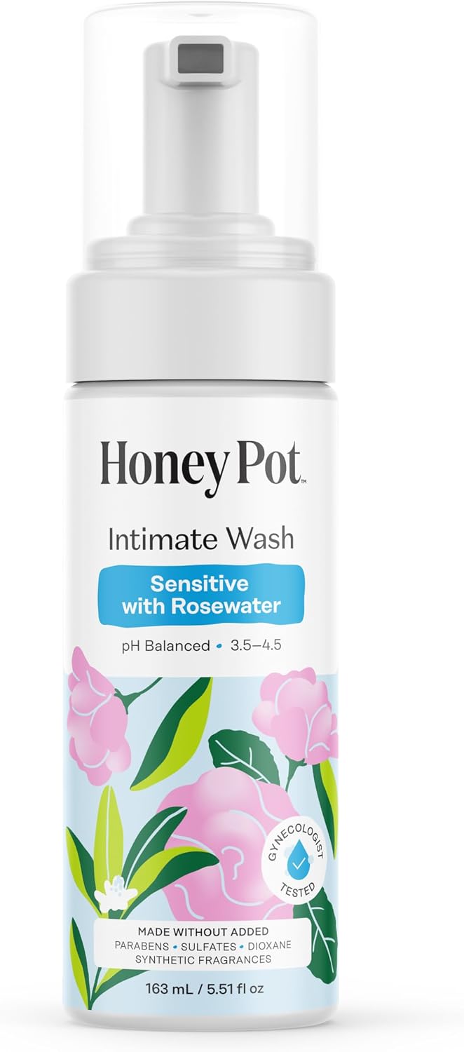 Intimate Wash, Sensitive with Rosewater, 5.51 fl oz (163 ml), The Honey Pot Company