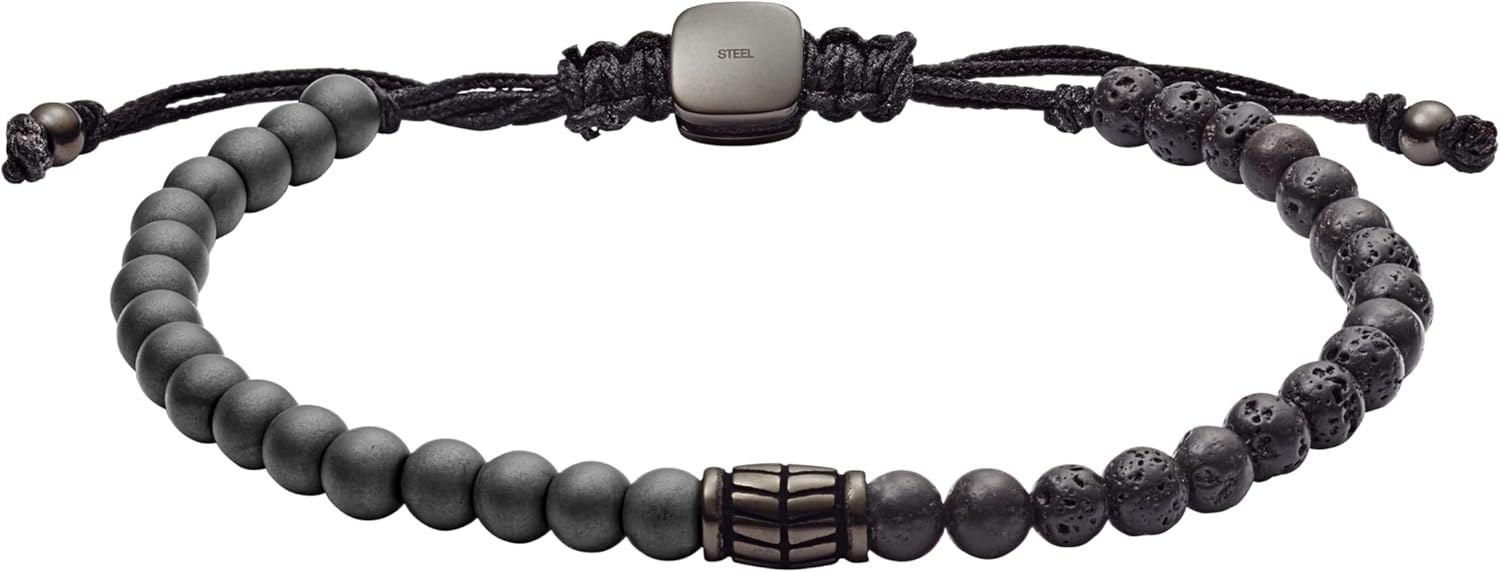 Fossil Men's Stainless Steel and Genuine Leather and/or Beaded Bracelet for Men