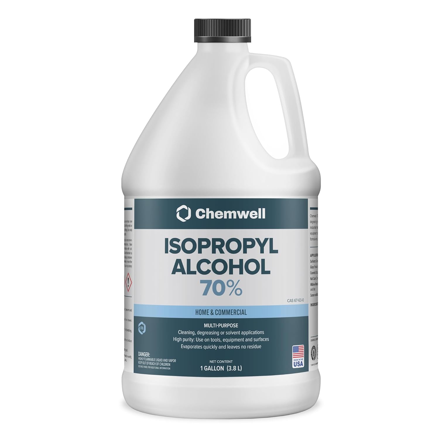 Isopropyl Alcohol 70% (1 Gallon) - High Purity Multipurpose Cleaner & Solvent for Home & Commercial Use - Made in USA