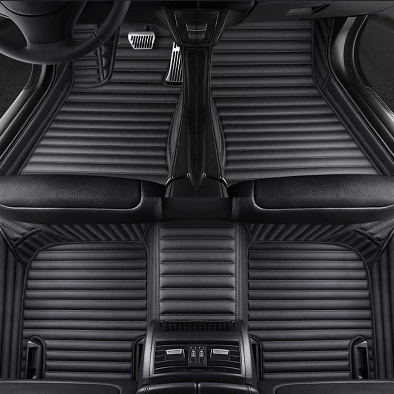 ZPXJSM Custom Floor Mats for Cars fit 95% Sedan SUV Sports Car Full Coverage All Weather Men Women Pads Protection Non-Slip Leather Floor Liners (Black Horizontal Stripes)