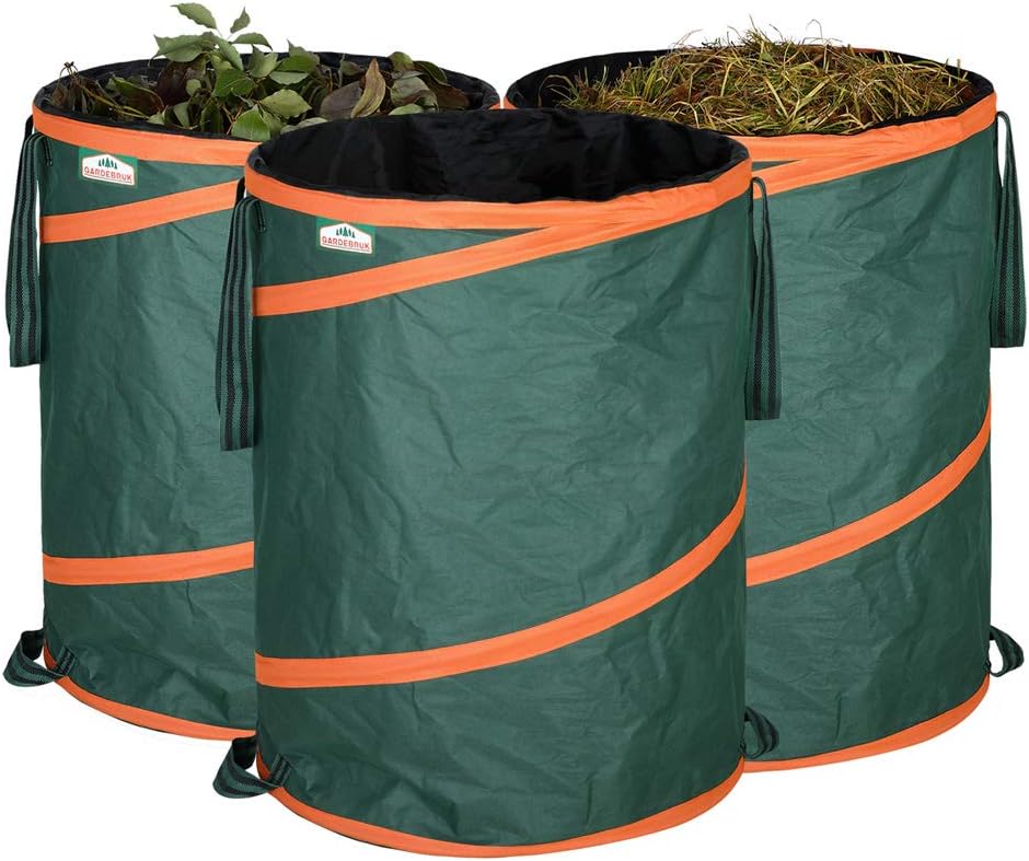 GARDEBRUK 3x Pop Up Garden Waste Bag Set Size Choice (165 L)
