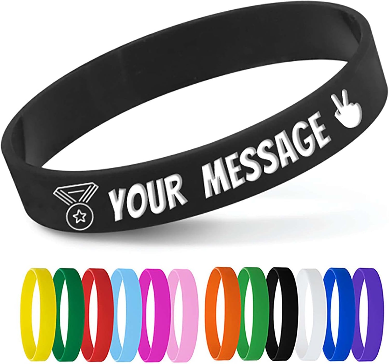 Personalised wristbands Bulk with Text Message Custom Rubber Bracelets Customized Rubber Band Bracelets for Events, Motivation,Fundraisers, id wristbands for kids|festival