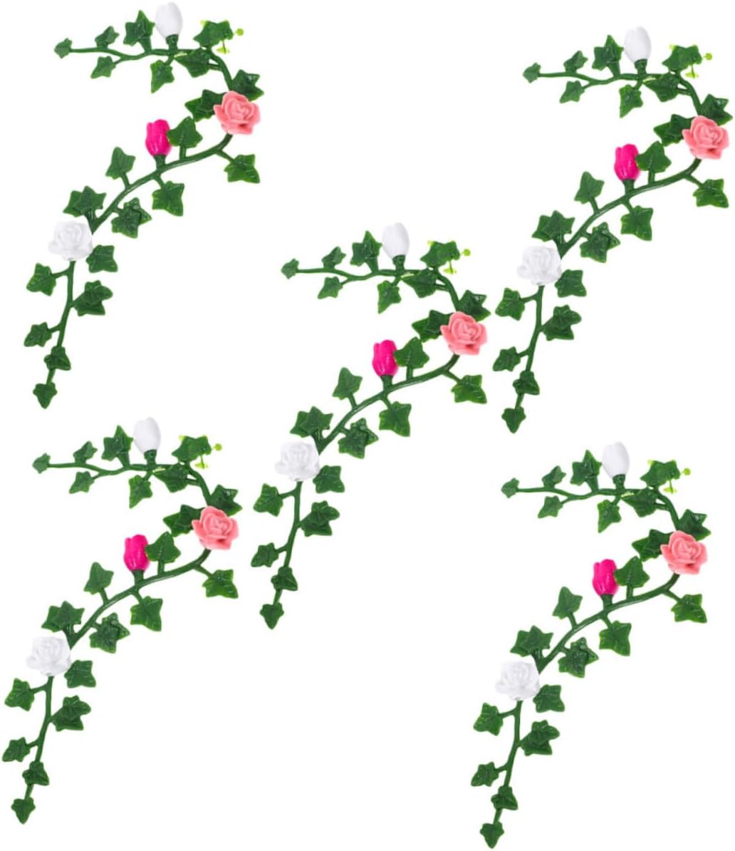 minkissy 5pcs Miniature Artificial Flower Vine Model Lightweight DIY Dollhouse Mini Garden Scenery Decor for Mini Landscape Wall Layout