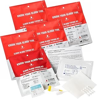 Eldoncard Blood Typing Kit, 5 Test Pack, Know Your Blood Type, Accurate Instant Home Testing, Determine A, O, B, Rhs-D Negative & Positive Groups