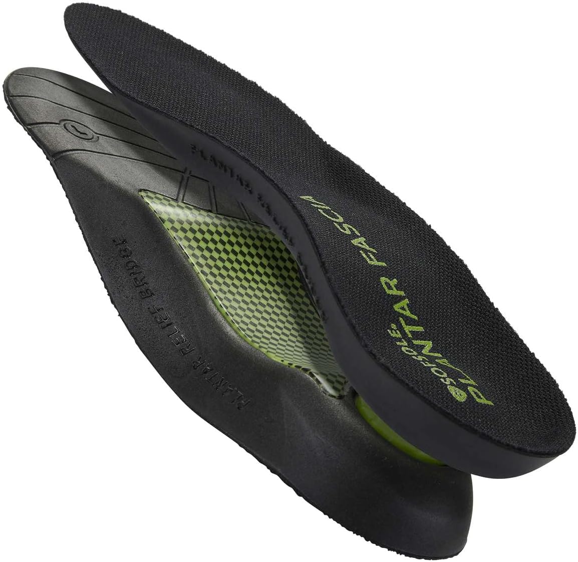 Sof Sole Unisex Sof Sole Plantar Fascia Insole Support Orthotic Insoles Plantar Relief Bridge Heel Gel Black and, Green (Green), L UK