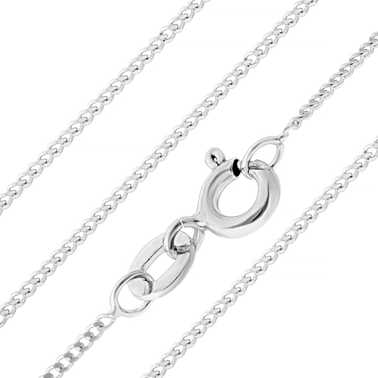 Aeon 925 Sterling Silver Necklace - 1mm Diamond Cut Curb Chain Necklace | Choose from 16" -30" Chain | For Layered Looks or Replacement