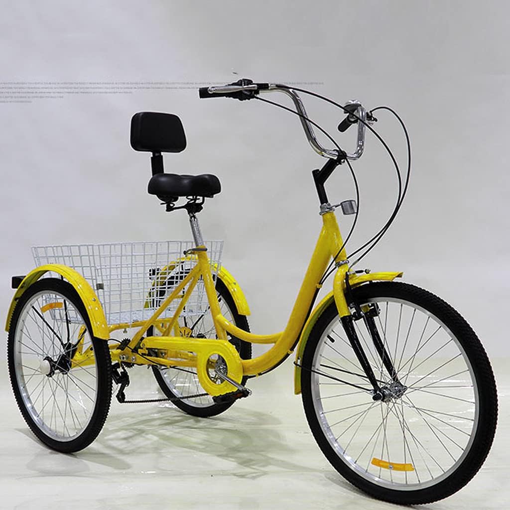 Comfort, 24inch Adult Tricycle 3 Wheel 7 Speed Three Wheel Cruiser Bike with Shopping Basket & Seat Backrest Basket Pedal Cycling