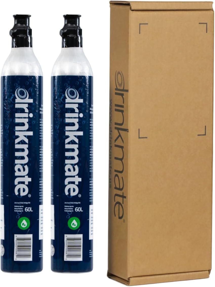 Drinkmate Threaded 60L CO2 Exchange Carbonation Cylinders, Compatible w/SodaStream (Screw-In), Aarke, Ninja Thirsti, 14.5 Oz, Cartridge Gas Canister Refill (Set of 2)