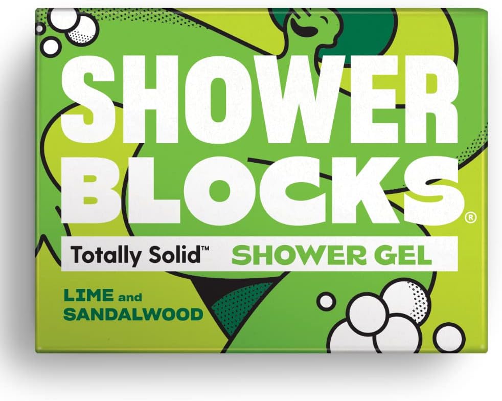 Shower Blocks - Lime & Sandalwood Solid Shower Gel | Plastic, Cruelty and Paraben Free | Vegan | Moisturising Body Soap For The Shower