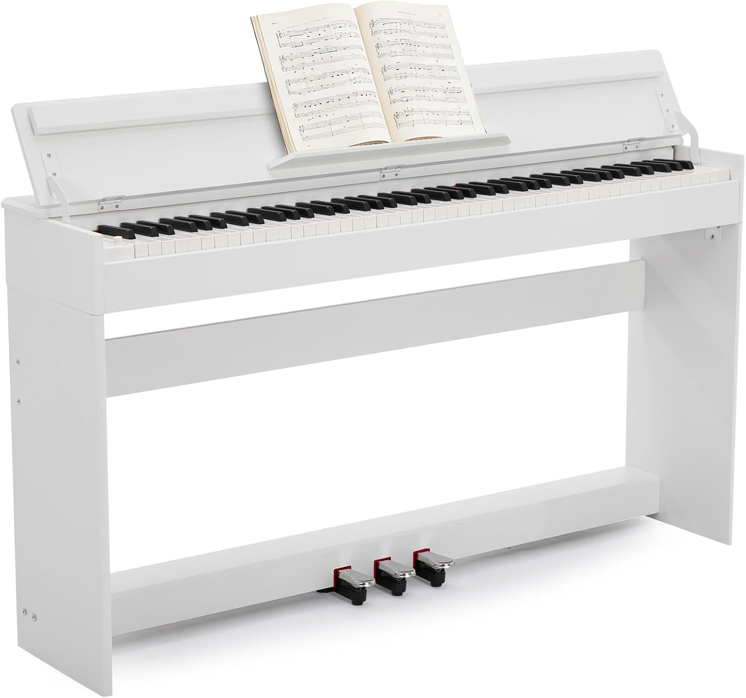 MUSTAR Digital Piano 88 Weighted Keys, Full Size 88 Key Piano Keyboard Semi Weighted, Home Electric Piano with Furniture Stand and Triple Pedal, Music Stand, USB MIDI, White