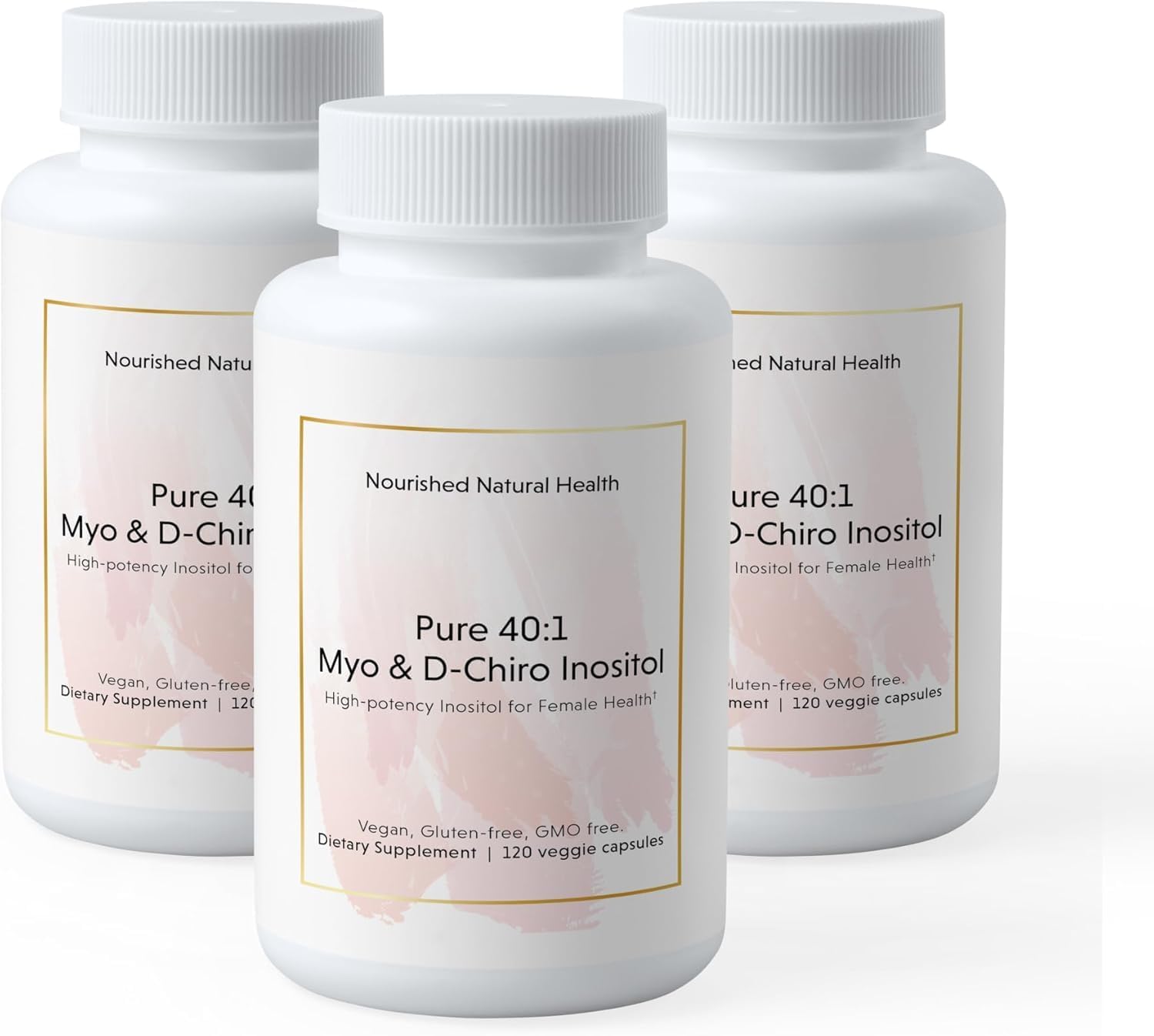 Nourished 40:1 Myo & D-Chiro Pure Inositol - Supplement for Women with Fertility, Skin Health, or Menstrual Cycle Symptoms - 360 Capsules