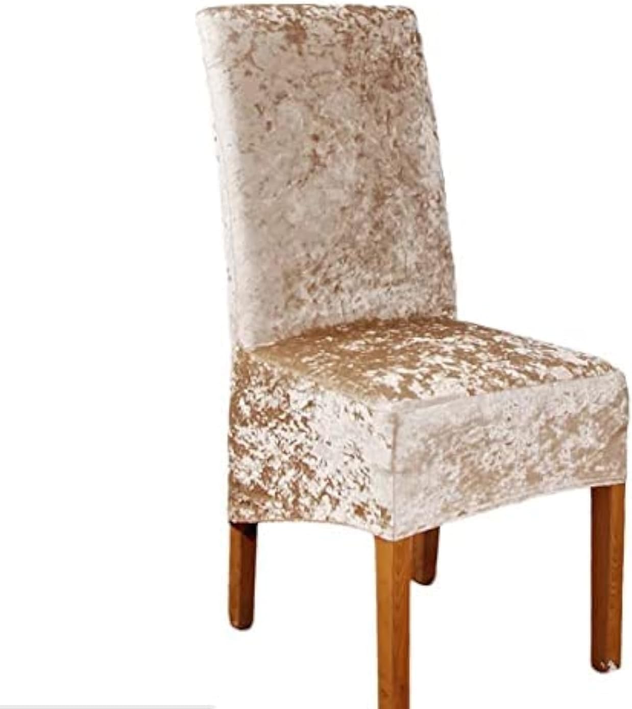 Gea Crushed Velvet Dining Chair Covers Stretchable Protective Slipcover Home Decor (TAUPE)