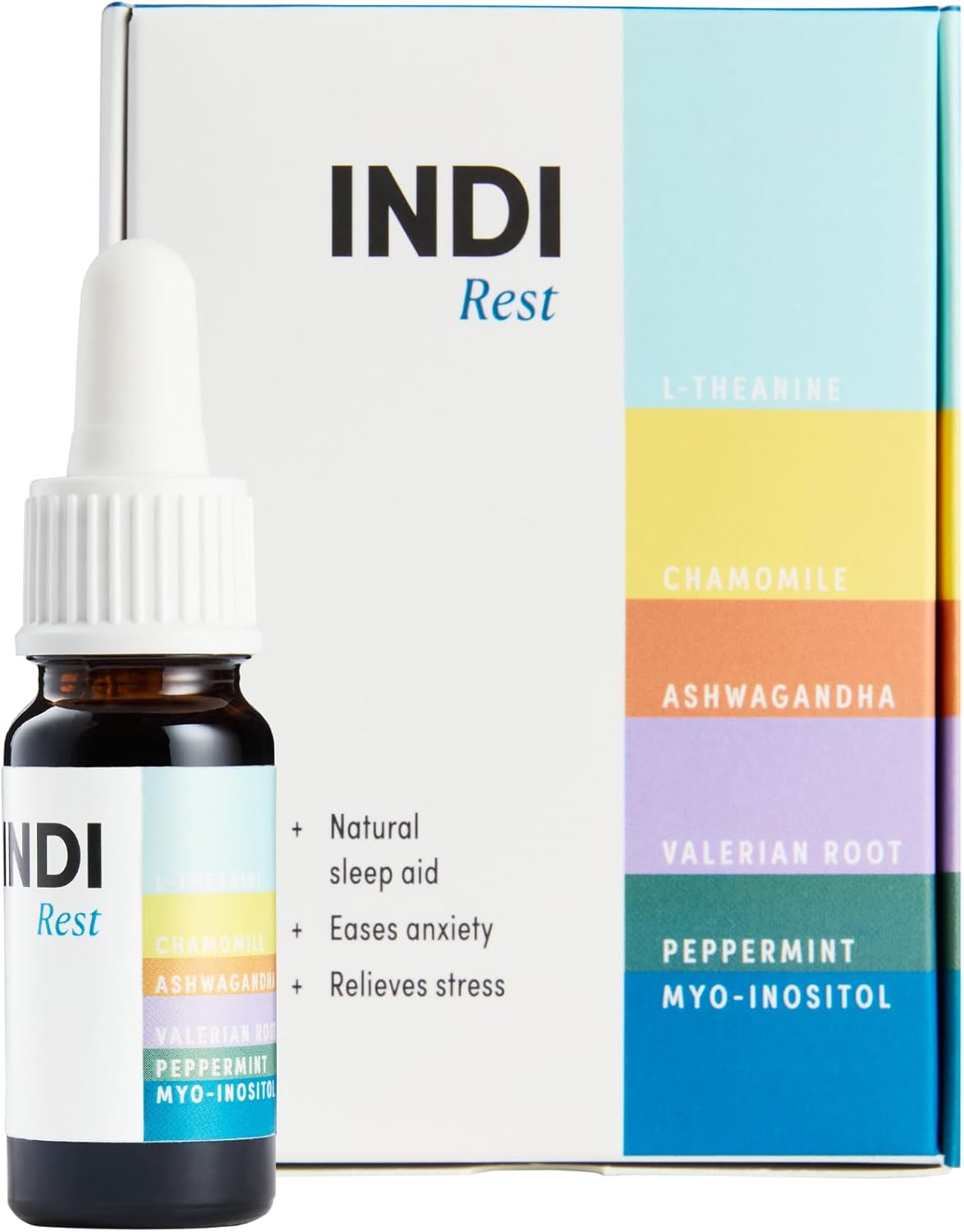 INDI Rest Natural Sleep Aid Dropper Bottle | 100% Plant-Based Insomnia Relief with Ashwagandha | Peppermint Flavour | Made in UK | 10-20 Servings