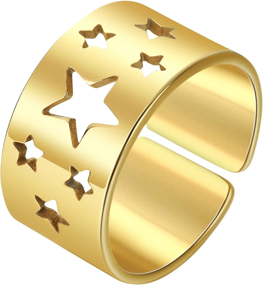 Vipomkowa Jewelry Rings for Girls Hollow Out Star Heart Rings For Women Men Splice Open Adjustable Couples Rings Jewelry Gifts Accessory Promise Finger Rings Wedding Semi Colon Ring