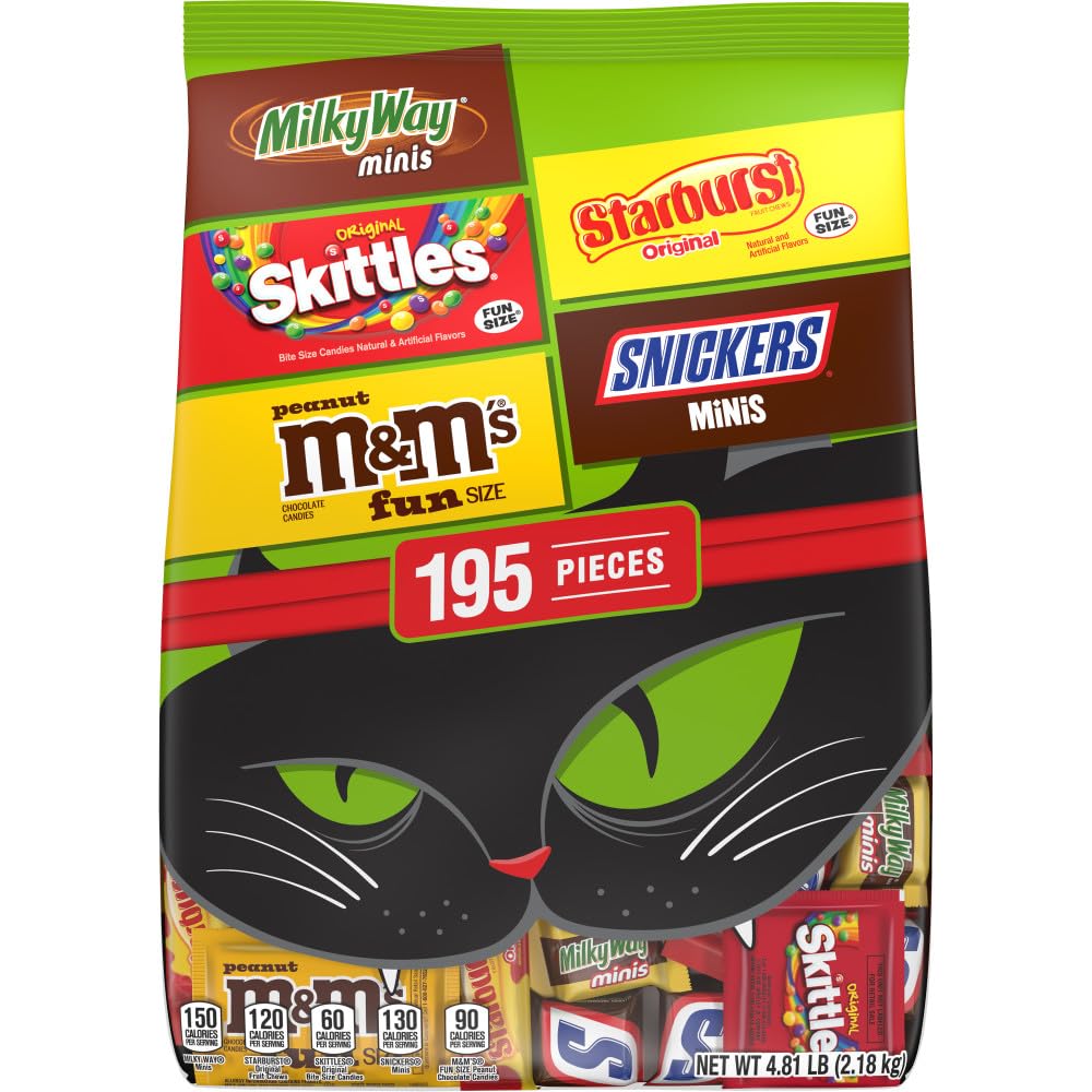 M&M'S, SNICKERS & More Fun Size Halloween Candy Variety Pack, 195 Ct Bulk Bag
