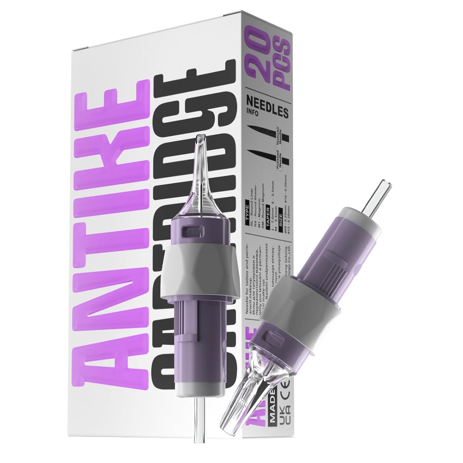 ANTIKE Clouds Pro Tattoo Cartridge Needles #10(7RL) 20Pcs 0.3mm with Soft Finger Ledge Bugpin X-Taper Disposable Tattoo Needles with Membrane Round Liner EN11P-FG-20-1007RL
