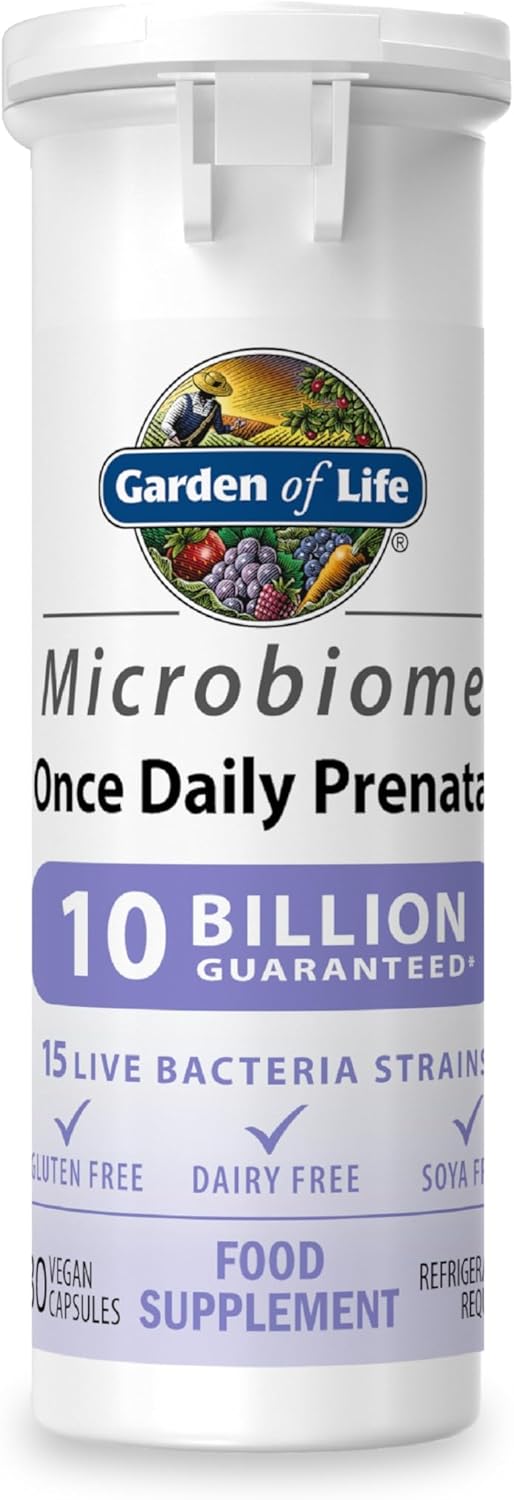 Garden of Life Microbiome Probiotics Once Daily Pregnancy Supplements | 30 Vegan Capsules Made in Italy | 10 Billion CFU 15 Strains and Folate | Gluten, Dairy & SOYA Free - Vegan