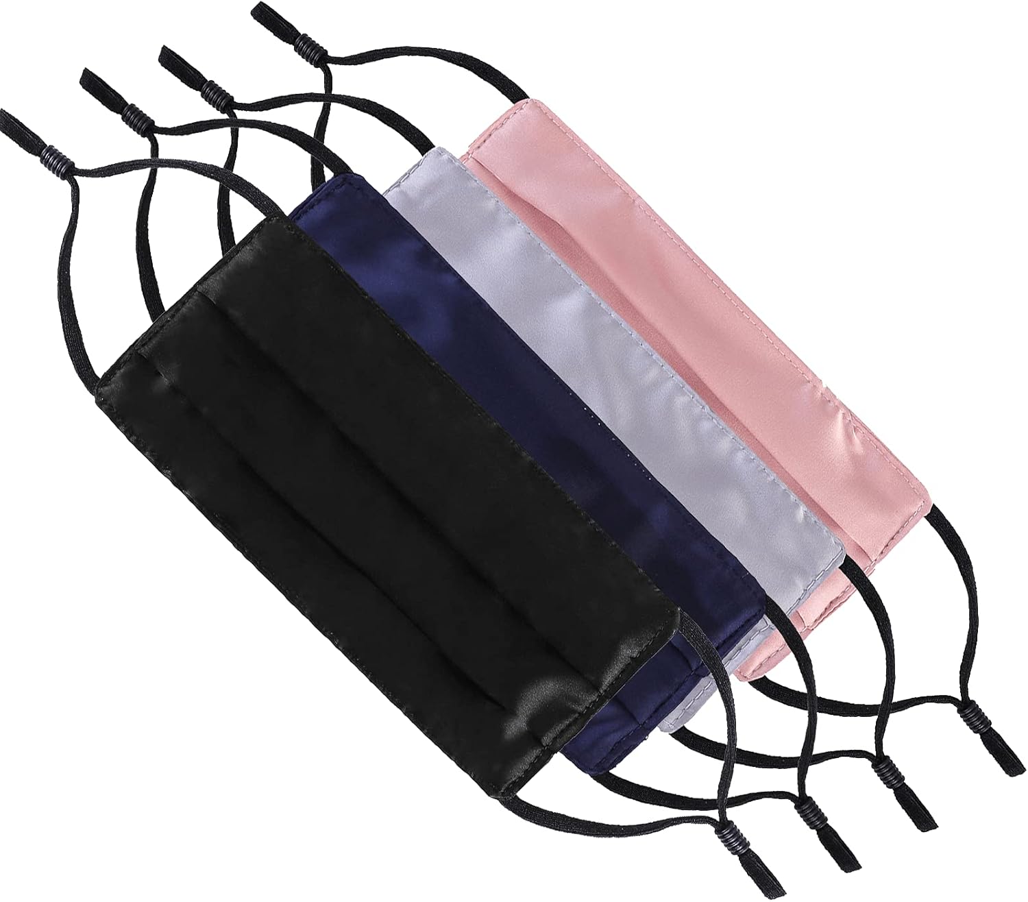 4 Pcs Adult Washable Double-Sided Silk Face Masks with Nose Wire. Adjustable, Reusable. Women Gift.
