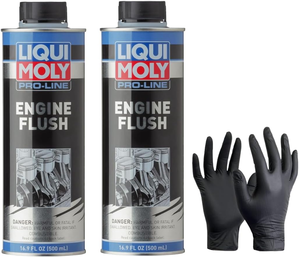 Liquii Moly Pro-Line Engine Flush (500 ML) - 2 PACK with Maatsen Nitrile Disposable Gloves