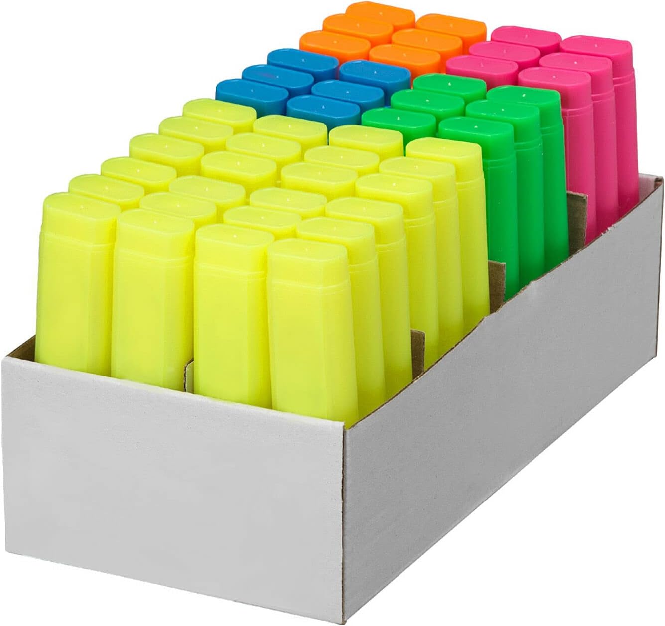 Dataglo Highlighter Bulk Pack | 48 Fluorescent Marking Pens | Assorted Colors – Yellow, Green, Blue, Pink & Orange | Chisel Tip for Precision & Bold Highlighting | Office, School & Home Use