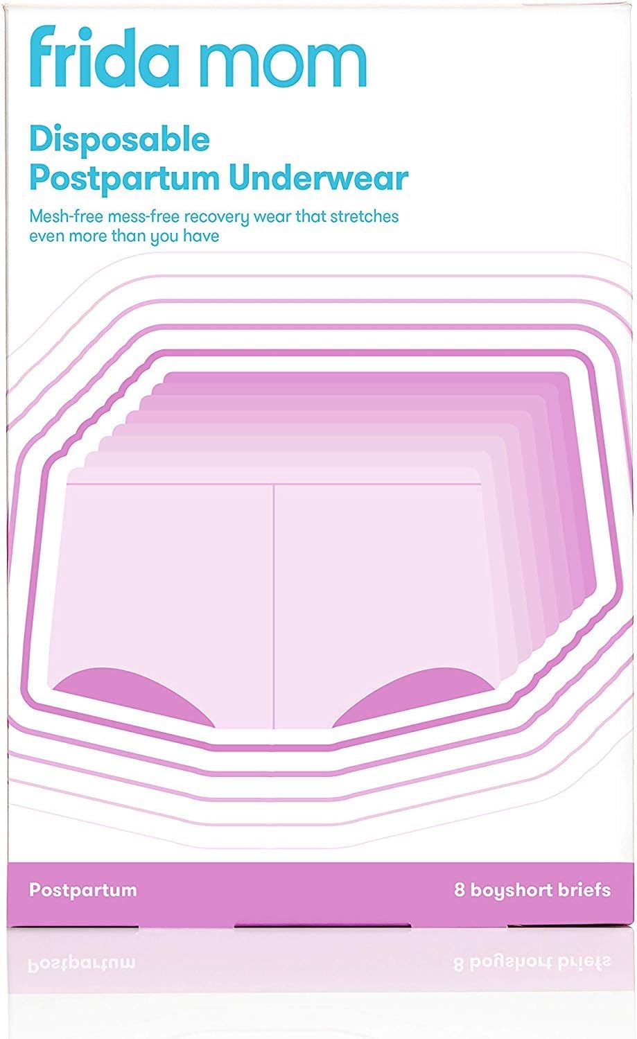 Frida Mom Incontinence Protective Briefs & Underwear Boyshort Disposable Postpartum (Petite Waist 58-86 cm), Grey, 8 Count (Pack of 1)