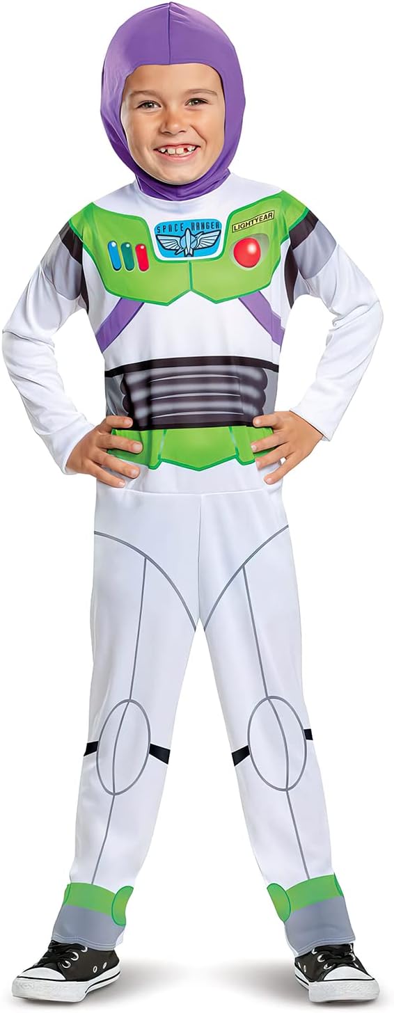 Disney Official Classic Buzz Lightyear Costume Kids, Buzz Lightyear Dress Up Onesie, Toy Story Dress Up Costume Fancy Dress, World Book Day Costumes for Boys