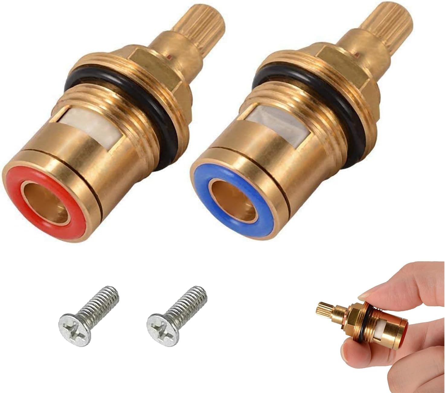 2 PCS Tap Washers, 1/4 Turn Valve Replacement, Tap Cartridge with Solid Brass Ceramic, Glands Seals Repair Kit, for Shower Bathroom Taps with Washers