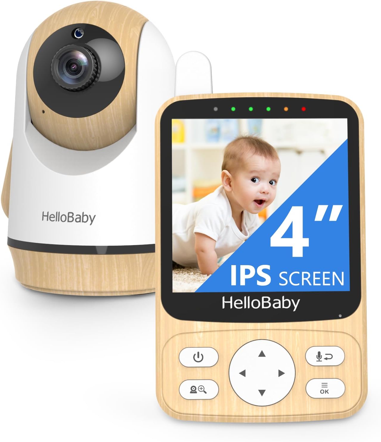 HelloBaby Baby Monitor with Camera and Night Vision-29H Battery Life, No WiFi Needed,1000ft Long Range FHSS Secure,Temperature,ECO Mode,Pan-Tilt-2x Zoom, 2-Way Talk