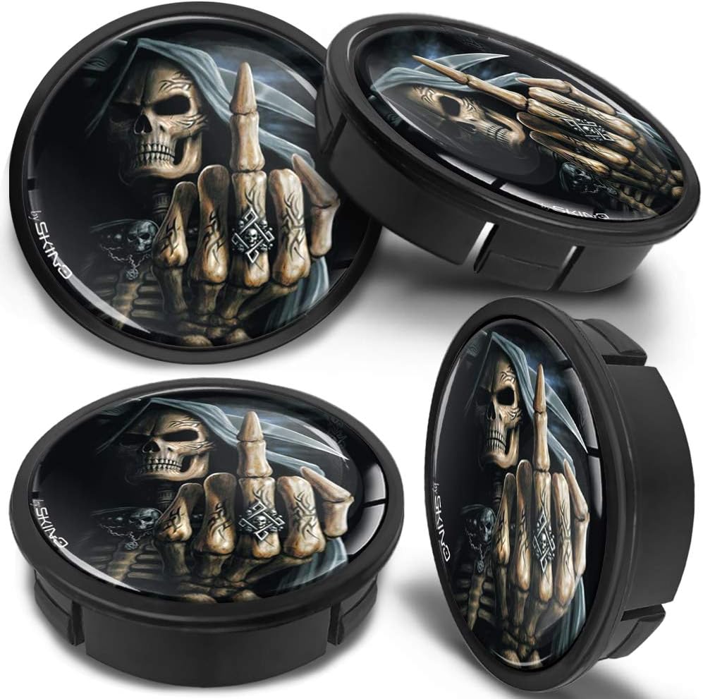 SkinoEu 4 x 60mm ABS Car Alloy Wheel Centre Universal Rims Hub Center Caps Auto Tuning Logo Emblem Black Skull CX 25