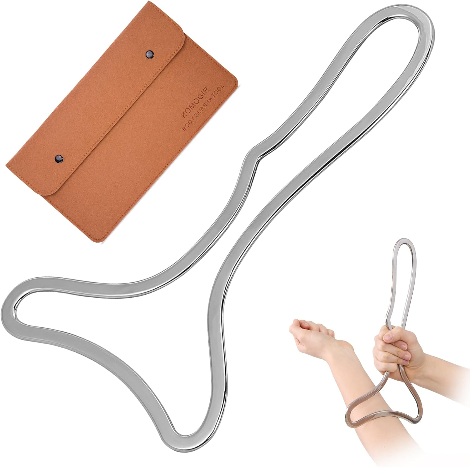 Komogir Stainless Steel Gua Sha Tool Metal Guasha Physical Therapy Massage Tools Lymphatic Drainage Massager for Anti-Cellulite, Muscle Scraping, Body Sculpting