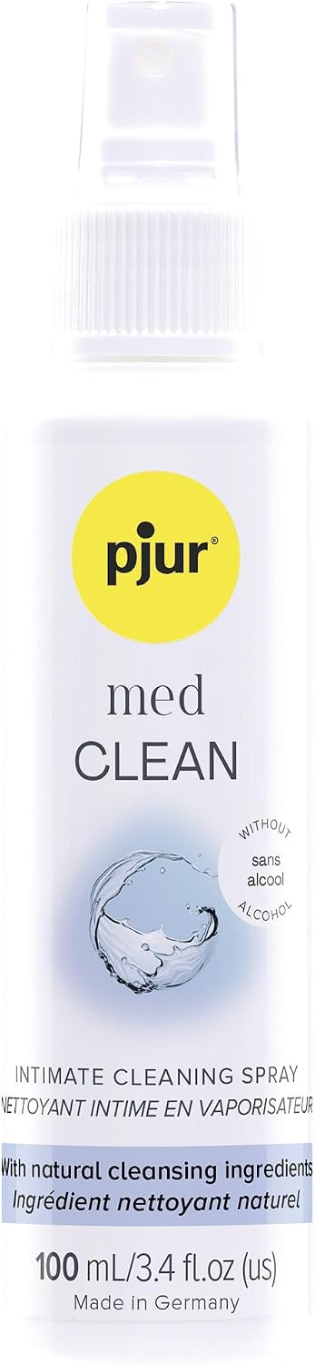 pjur med Clean Spray, Alcohol-Free Intimate Cleansing Spray with Natural Ingredients, Fresh Fragrance - 3.4 fl oz / 100 ml