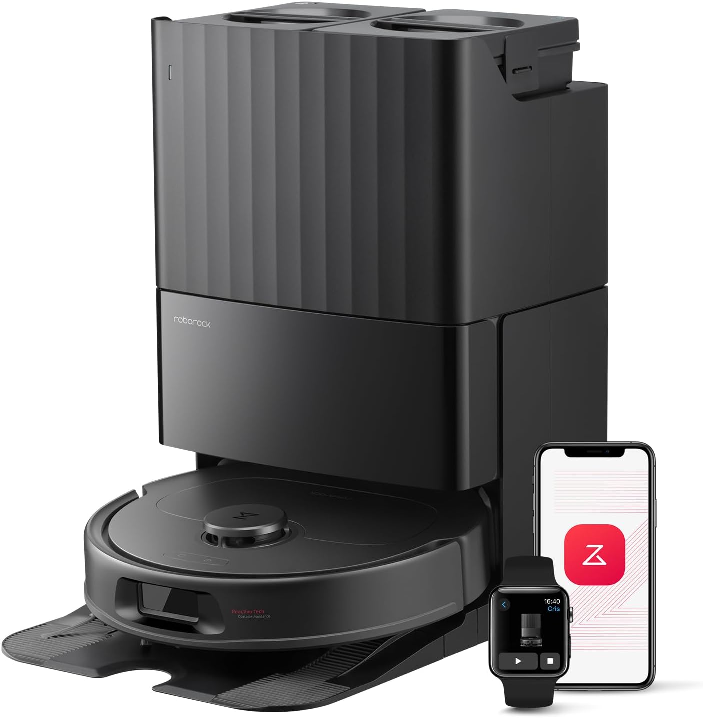 roborock Qrevo Series Robot Vacuum Cleaner with Mop, 10,000Pa Suction, Upgraded from Qrevo S, Dual Anti-Tangle Brushes, Smart Obstacle Avoidance, Auto Mop Washing&Drying, All-in-One Dock,Black(QV 35S)