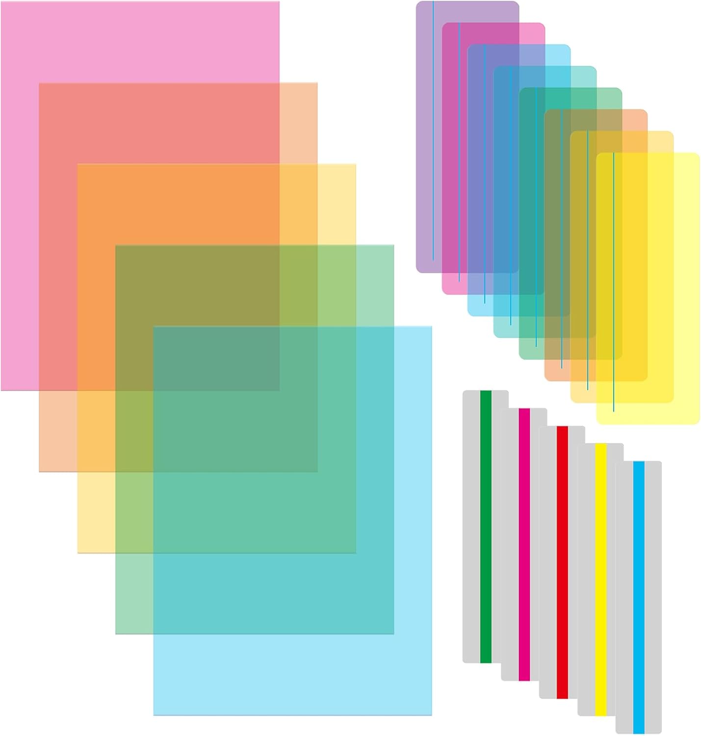 18pcs Dyslexia Overlays, Coloured Overlays for Dyslexia, Overlays for Reading Dyslexia, Highlight Strips Dyslexia Aids for Children, Reduce Visual Stress