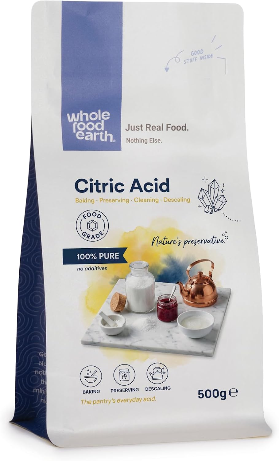 Wholefood Earth Citric Acid 500g | Food Grade Anhydrous | Mu