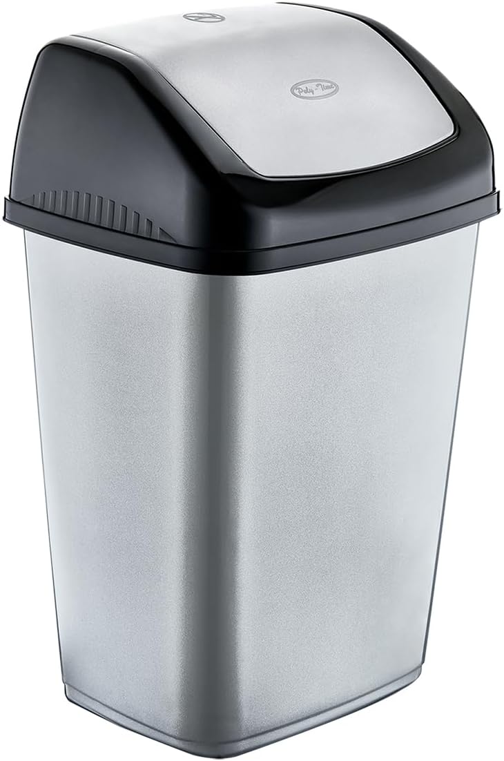 Best House Swing Bin 10 Litres For Home Garden Kitchen Office and Bathroom Rubbish Recycle Plastic Waste Bin, Trash Can Dustbin with Swing Lid (Pack of 1, Gray)
