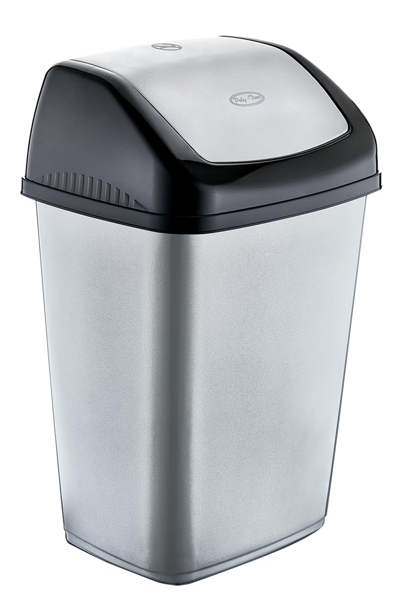 Best House Swing Bin 10 Litres For Home Garden Kitchen Office and Bathroom Rubbish Recycle Plastic Waste Bin, Trash Can Dustbin with Swing Lid (Pack of 1, Grey)
