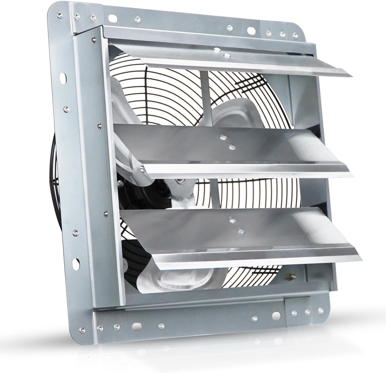 VENTISOL 12 Inch Wall Mounted Shutter Exhaust Fan, Aluminum Blades, 1800CFM, Automatic High Speed Household Ventilation Fan for Garages, Shop, Greenhouse, Attic