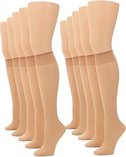 No nonsense Women's Sheer Knee High Value Pack with Comfort Top