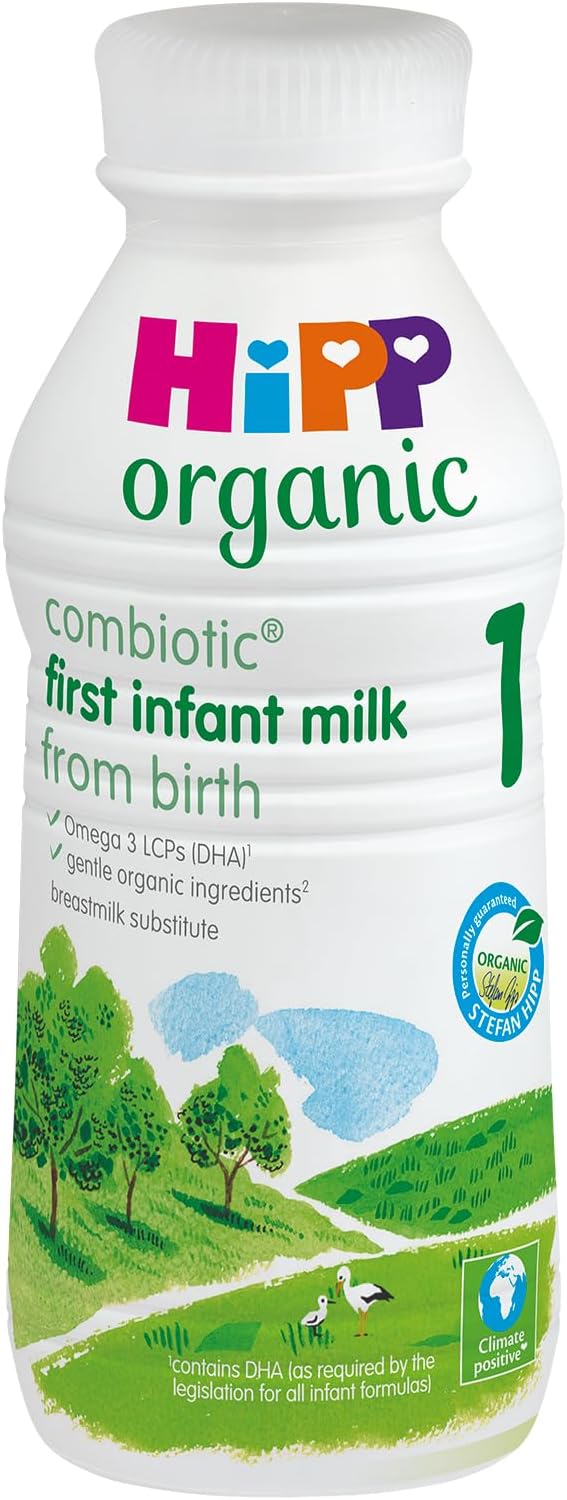 HiPP Organic 1 First Infant Baby Milk Ready to Feed Liquid Formula, From Birth, 470ml