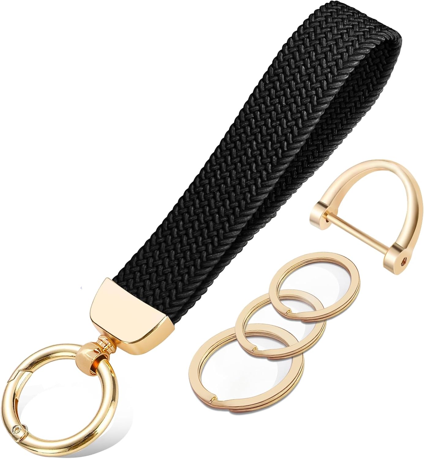 Stretchy Wristlet Keychain, Cute Key Chain Woven Wrist Lanyard Strap Keys Holder for Women Girl Men