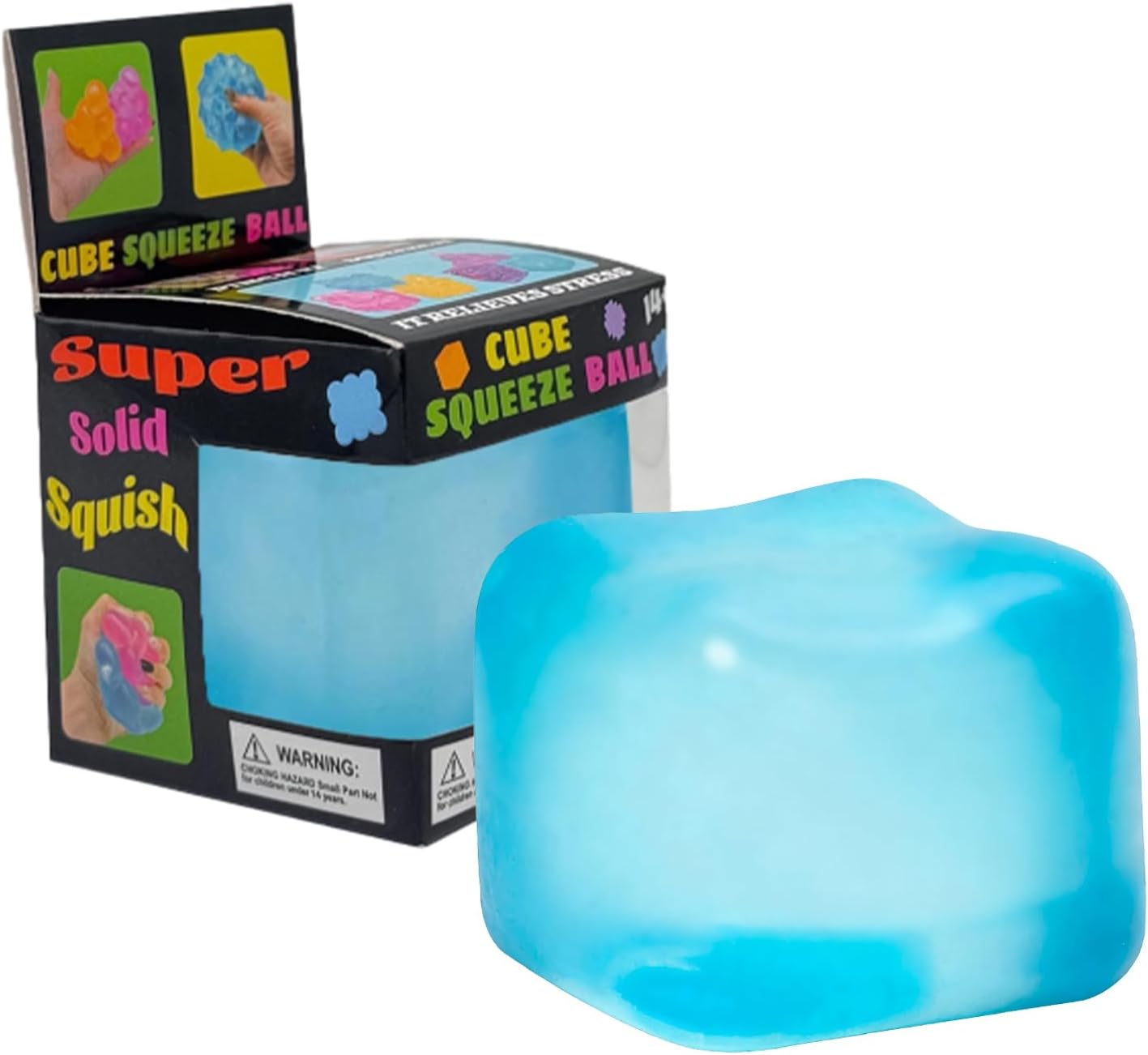 Nee doh Nice Cube - Sensory Toy with a Super Solid Squish Nice Square Shape Anxiety Sensory Squishy Fidget Toy Ice Cube Slow Rise - 2.2" Cube (#Blue)