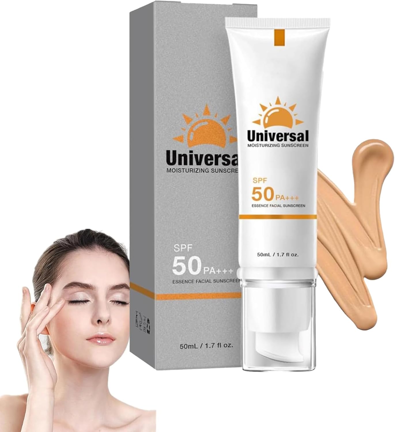 Tinted Sunscreen for Face SPF 50, Hydrating Sun Essence Face Sunscreen, Travel Size Sunscreen Tinted Face Lotion 50ml (1 Pcs)