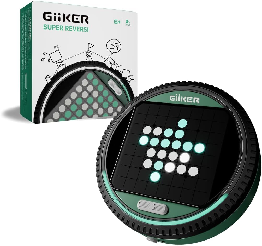 GiiKER Super Reversi - Electronic Strategy Board Game with AI Opponent, Smart Handheld Logic Puzzle & Brain Teaser for Kids and Adults, Portable Travel Toy with 3 Game Modes & 500 Challenges